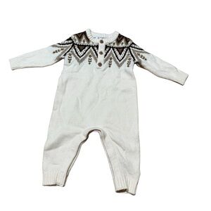 Old Navy Baby Boy Girls Fairisle SoSoft Long-Sleeve Henley Bodysuit 3-6M